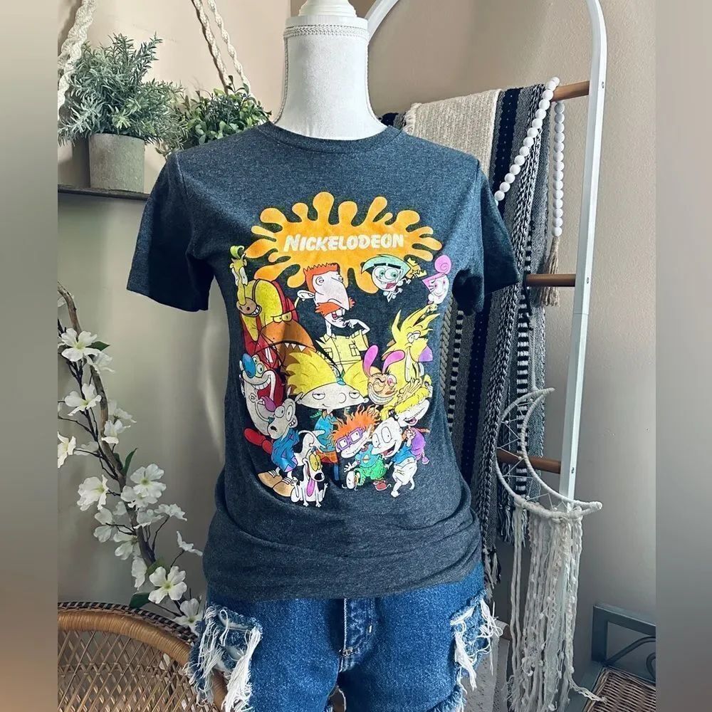 Nickelodeon Rewind 90s Cartoons Gray Graphic T Shirt